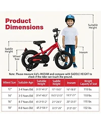 Sugift 12" Adjustable Kids' Bike with Training Wheels, Ages 3-4