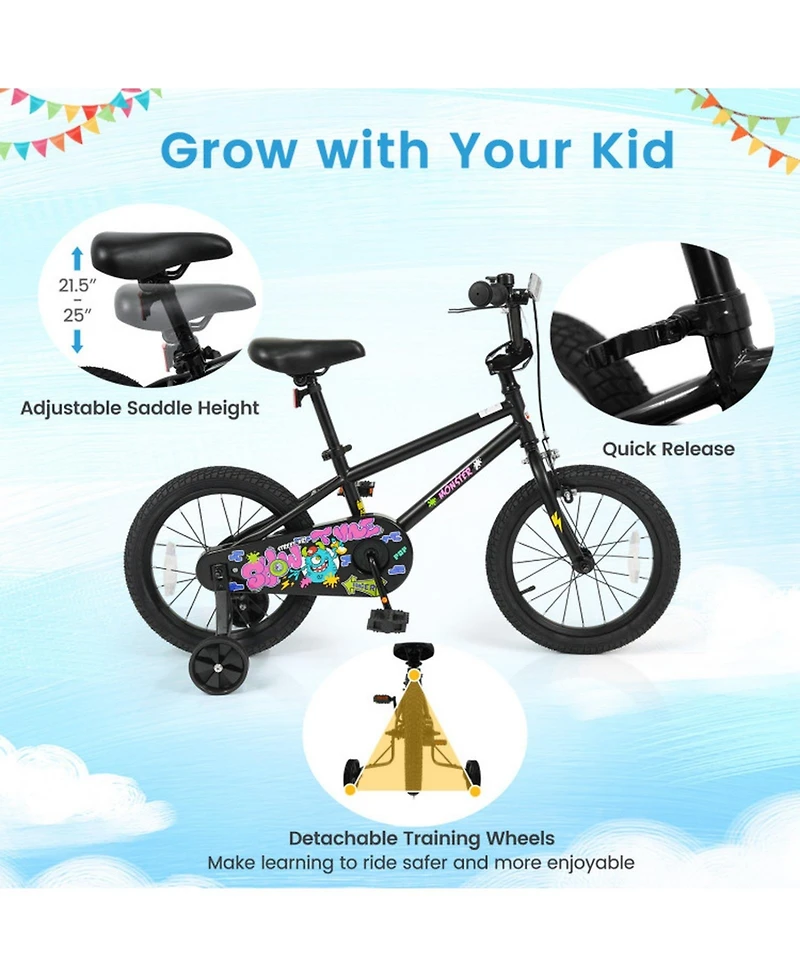 Sugift 16-Inch Kids' Bike with Training Wheels, Ages 4-7