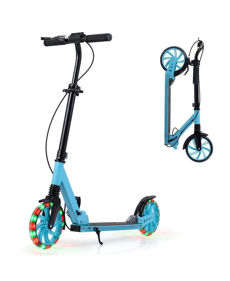 Sugift Foldable Kick Scooter for Kids Teens Adults Age 8+ with 8in Light-up Wheels and 4-Level Handlebar