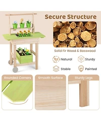 Sugift Wooden Garden Mud Kitchen 7-Piece Playset, Ages 3+
