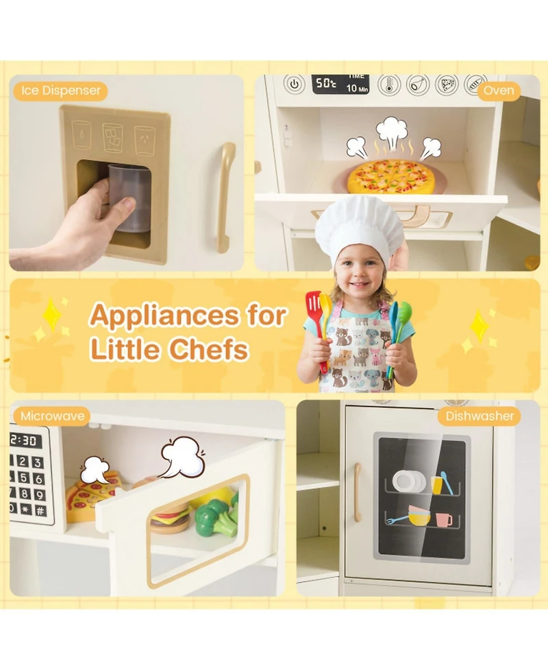 Sugift Corner Play Kitchen with Interactive Lights and Sounds, Ages 3+