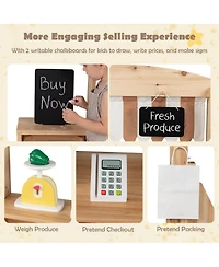 Sugift 2-in-1 Wooden Mud Kitchen and Market Stand 25-Piece Playset, Ages 3+