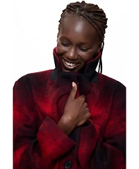 Desigual Women's Plaid Long Wool-Blend Coat