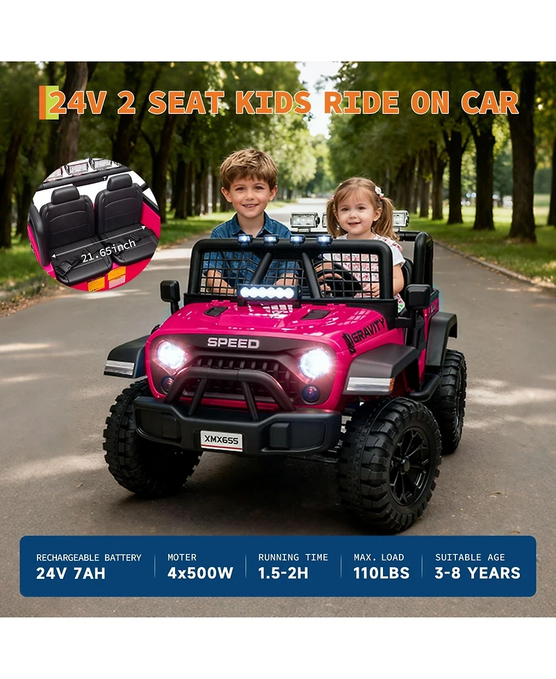 homfan 24V 4WD 2-Seater Ride-On Truck, Ages 3-8