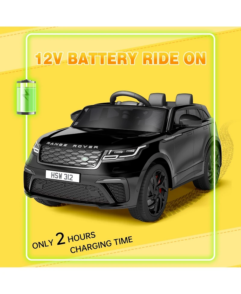 homfan 12V Licensed Land Rover Remote-Control Ride-On Car with Led Lights, Two-Seater, Ages 3+