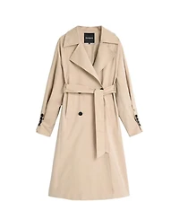Desigual Women's Double-Breasted Long Unlined Cotton-Blend Trench Coat