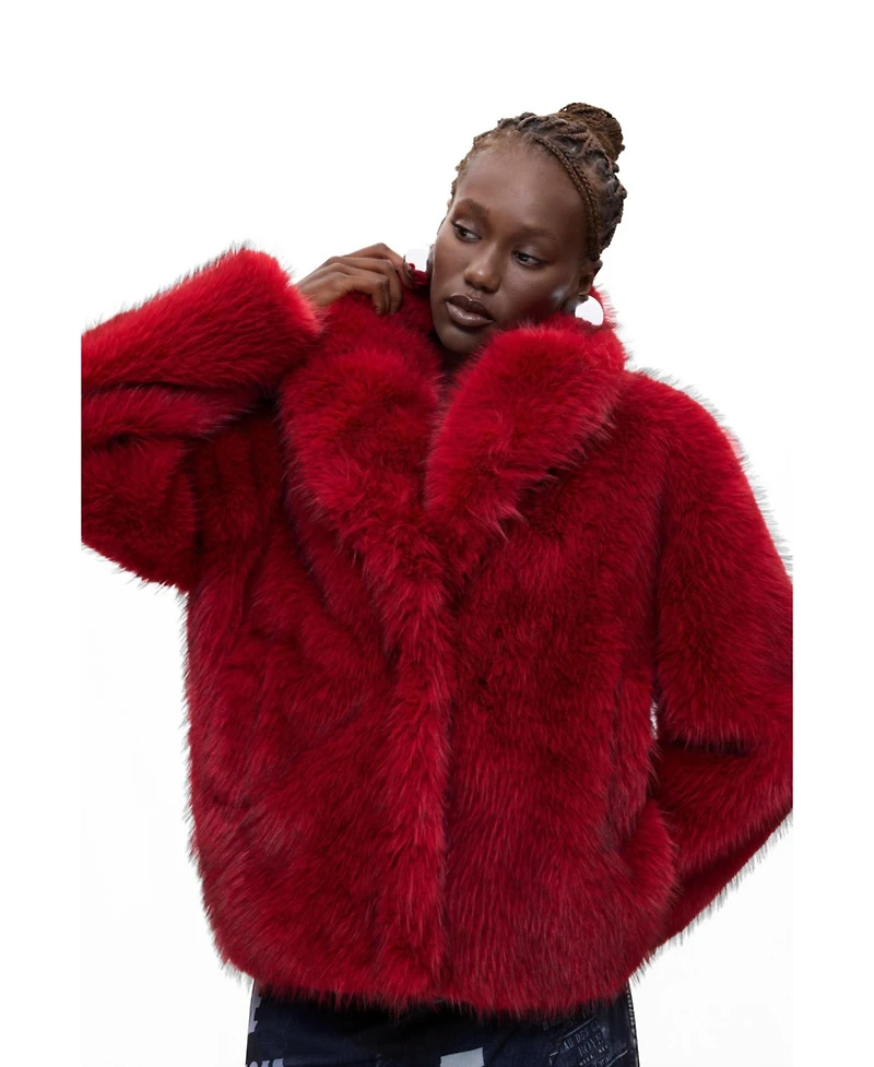 Desigual Women's Short Fur Coat