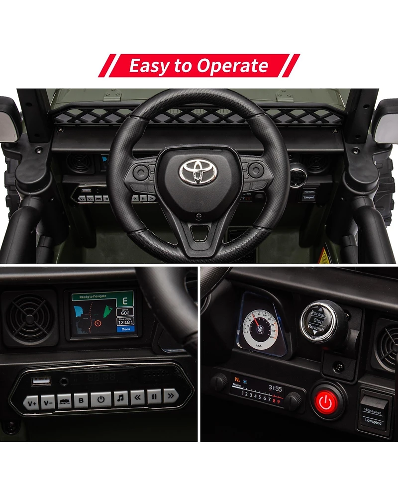 homfan Licensed Toyota Electric Ride On Truck with Remote Control and Led Lights, Up to 66 lbs, Ages 3+