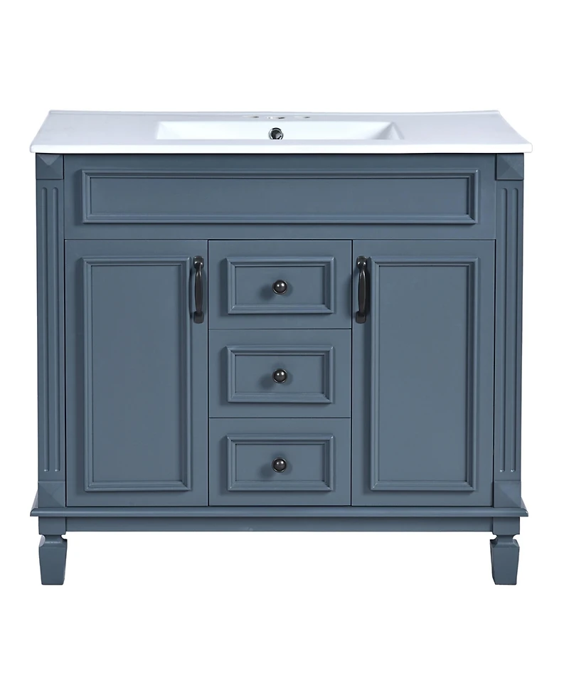 Busdays 36 Inch Bathroom Vanity with Top Sink Modern Storage Cabinet with 2 Soft Closing Doors Single Sink