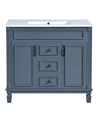 Busdays 36 Inch Bathroom Vanity with Top Sink Modern Storage Cabinet with 2 Soft Closing Doors Single Sink