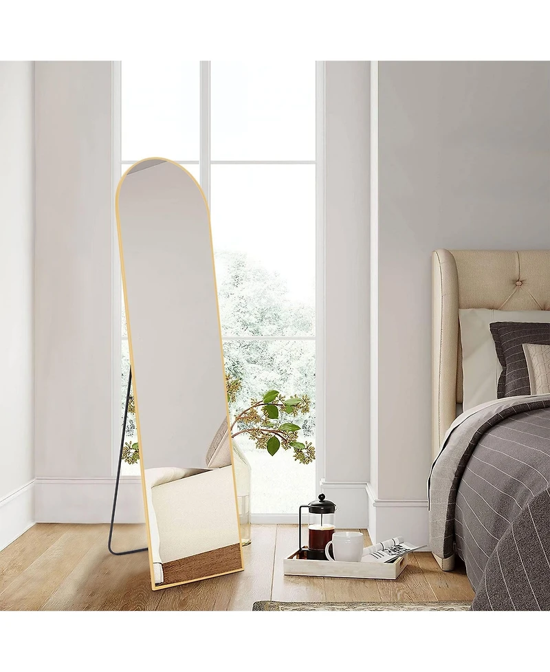 Busdays 59 x 16 Inch Full Length Floor Mirror with Stand Aluminum Alloy Frame Wall Mounted for Bedroom Bathroom
