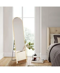 Busdays 59 x 16 Inch Full Length Floor Mirror with Stand Aluminum Alloy Frame Wall Mounted for Bedroom Bathroom
