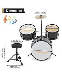 homfan Kids Electronic Drum Set - 3-Piece Junior Percussion Kit with Cymbal, Tom, Bass Pedal, Drumsticks and Adjustable Throne