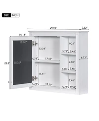 Busdays 30x28 Inch Mirror Medicine Cabinet Wall Mounted Bathroom Storage with 3 Open Shelves No Vanity Included