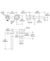 Busdays Brushed Nickel Wall Mount Bathroom Faucet Single Handle 2 Hole with Brass Rough in Valve for Sink or Bathtub