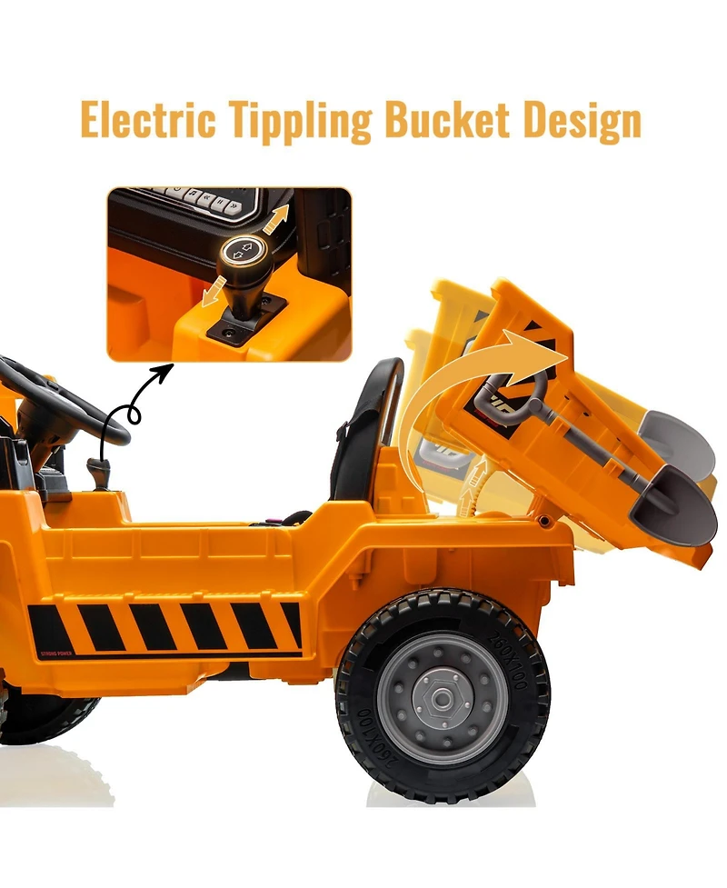 homfan Remote-Control Electric-Lifting Ride On Dump Truck, 66 lb Weight Capacity, Ages 3-8