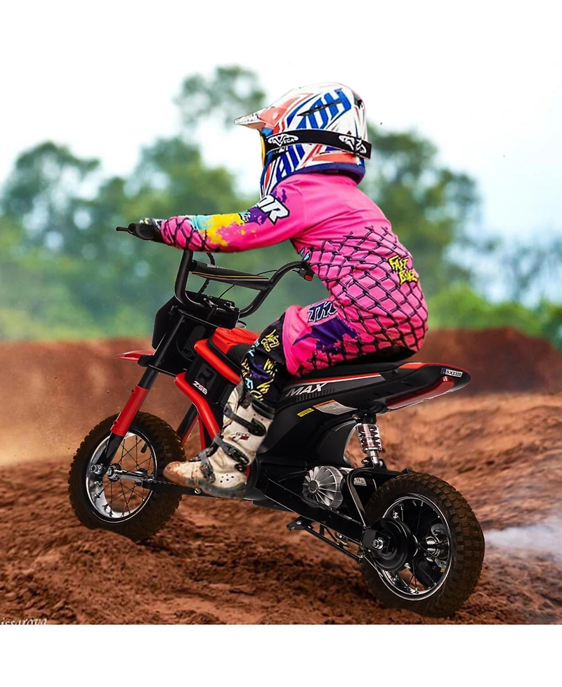 homfan 24V 350W Electric Dirt Bike with 3-Speed Modes and Shock-Absorbing Suspension, Ages 8-14
