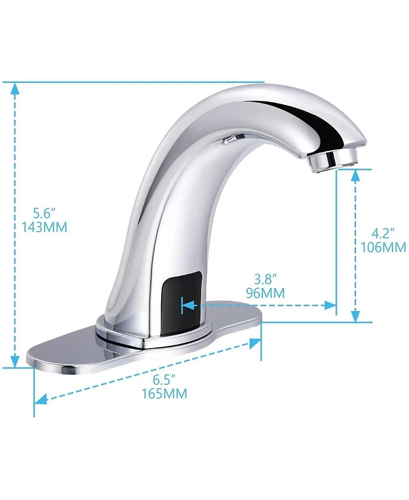 Busdays Automatic Sensor Touchless Bathroom Sink Faucet with Deck Plate Chrome Vanity Faucet Hands Free Hot Cold Water Mixer
