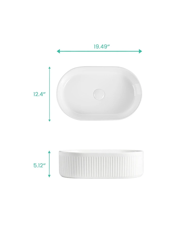 Busdays Integrated Oval Ceramic Basin Sink Drain and Faucet Not Included