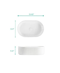 Busdays Integrated Oval Ceramic Basin Sink Drain and Faucet Not Included