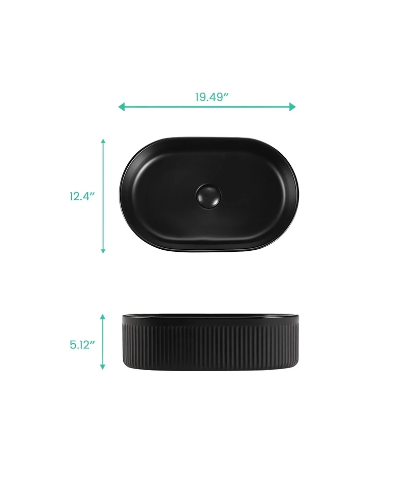 Busdays Oval Integrated Ceramic Bathroom Basin No Drain No Faucet Included