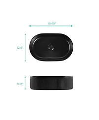 Busdays Oval Integrated Ceramic Bathroom Basin No Drain No Faucet Included