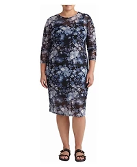 Universal Standard Plus Thames Fog Sheer Mesh Floral Dress