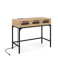 Slickblue Modern Console Table with Led Lights and Charging Station