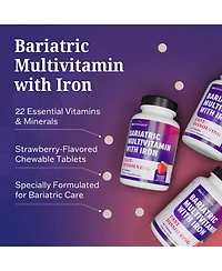 BioSchwartz Bariatric Multivitamin with Iron Chewable Tablets, 60 Count, 30-Day Supply, Daily Multivitamin for Gastric Bypass Support