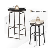 Boyel Living 3 Pieces Outdoor Swivel Bar Set Pe Rattan Bar Height Table with 2 Chairs