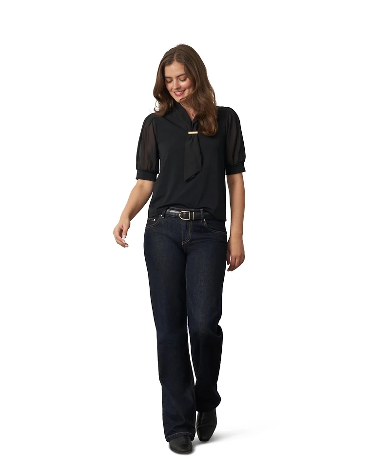 Cable & Gauge Women's Metal Tie-Neck Top
