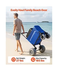 Mountaintop Beach Cart with Sand Wheels,165 lbs, Balloon Wheels, Storage Bag, Handle for Camping, Fishing, Garden