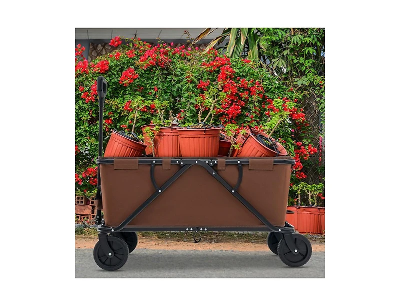 Mountaintop Collapsible Folding Wagon Cart with Adjustable Handlebar