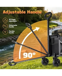 Mountaintop Collapsible Foldable Wagon Cart,220LBS Heavy Duty, All-Terrain Wheels,2 Cup Holders, Utility Cart, Black, Grocery Beach Sports Shopping