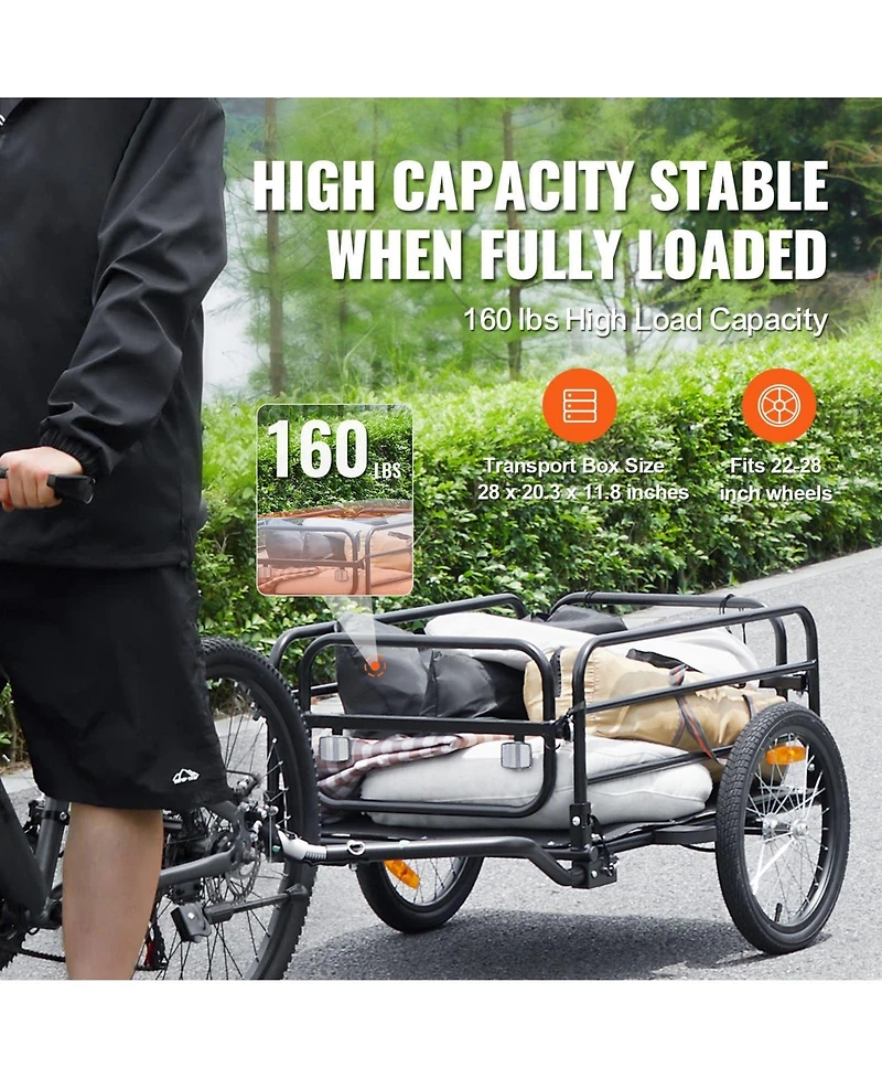 Mountaintop Bike Cargo Trailer,Heavy-Duty Foldable Bicycle Wagon Cart,Universal Quick Release Hitch,16"Wheels and Reflectors