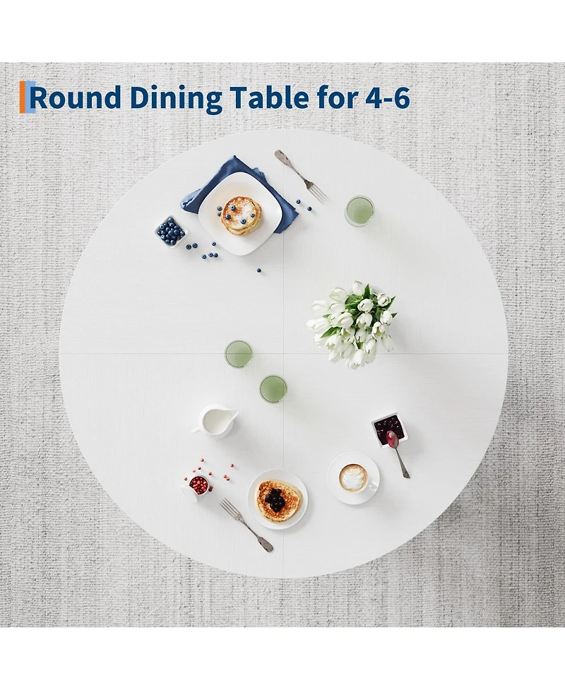 Gaomon Round Dining Room Table for 4-6, 47" Wood Kitchen Table with Sturdy Base, Farmhouse Circle Dining Tables for Living Room, Apartment