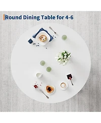 Gaomon Round Dining Room Table for 4-6, 47" Wood Kitchen Table with Sturdy Base, Farmhouse Circle Dining Tables for Living Room, Apartment