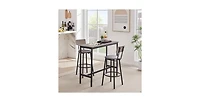 Flynama 2-Piece Bar Table Set with Pu Upholstered Stools, Compact Breakfast Nook Set