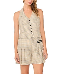 1.State Women's Halter Plaid Vest
