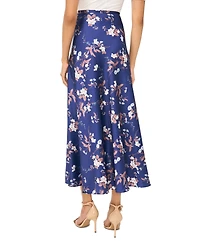 1.state Women's Floral High-Waisted A-Line Bias Cut Maxi Skirt