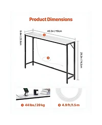 Slickblue Slim Marble Console Sofa Table with Charging Station, Triangular Support, Entryway Furniture