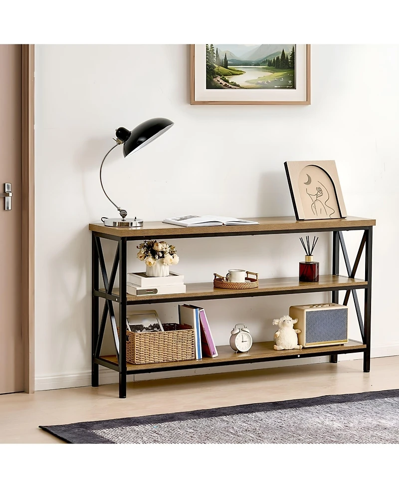 Slickblue Narrow Hallway Table with 3-Tier Storage, Skinny Sofa Console Table for Living Room Decor