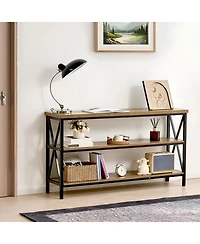 Slickblue Narrow Hallway Table with 3-Tier Storage, Skinny Sofa Console Table for Living Room Decor