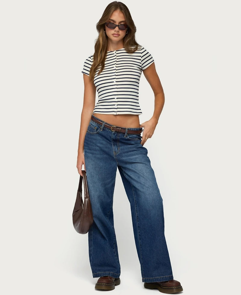 Edikted Women's Bonita Striped Button Up Top