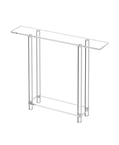 Slickblue Modern Clear Acrylic Console Table with Bottom Storage Shelf, Slim Side Desk for Foyer Hallway