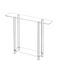 Slickblue Modern Clear Acrylic Console Table with Bottom Storage Shelf, Slim Side Desk for Foyer Hallway