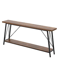 Slickblue Long Narrow Sofa Table with Shelves, Industrial Entryway Console Table for Bedroom and Living Room