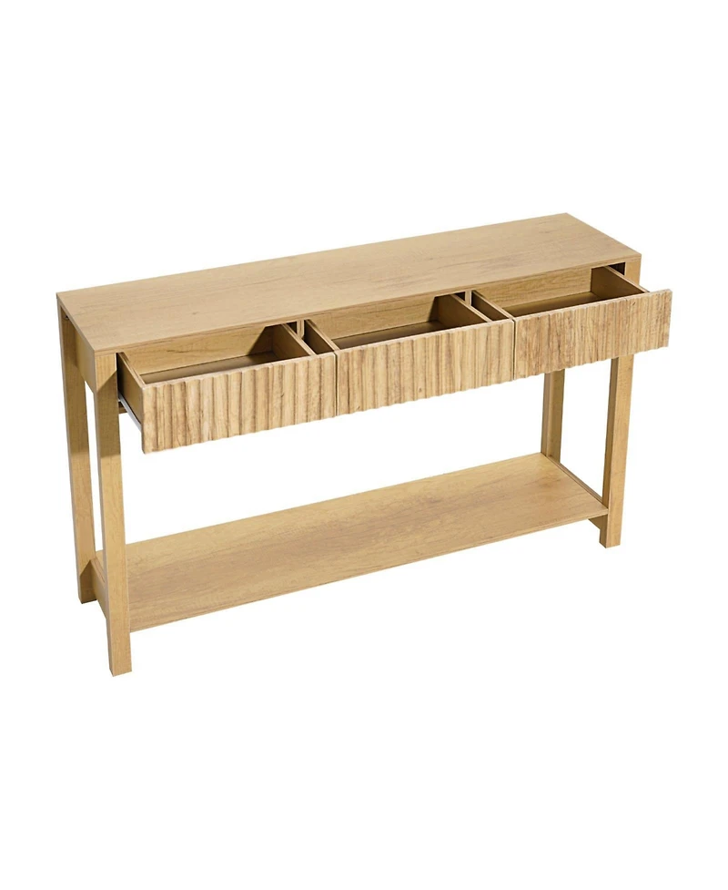 Slickblue Wooden Entryway Console Table with Drawers, Bottom Storage Shelf, Behind Couch Table for Home Decor