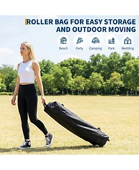 homfan Pop Up Canopy with Wheeled Bag, Heavy Duty Beach Tent, One-Push Setup Party Tent, Waterproof Sun Shelter with Weight Bags, Stakes and Ropes