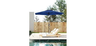 homfan 7.5Feet Market Umbrella - Push Button Tilt and Crank, 6 Ribs, Uv Protection Waterproof for Patio or Garden